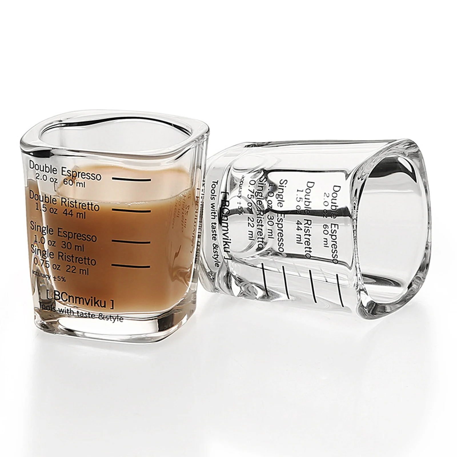 2pcs/lot 2oz Square Expresso Shot Glasses Thickened Wall Ounce Cup