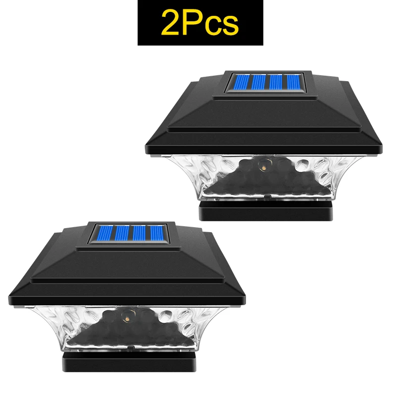 2 Luci Solari da Esterno di Posta Cappello Lampione a LED Impermeabili Lampade a Palo Solare