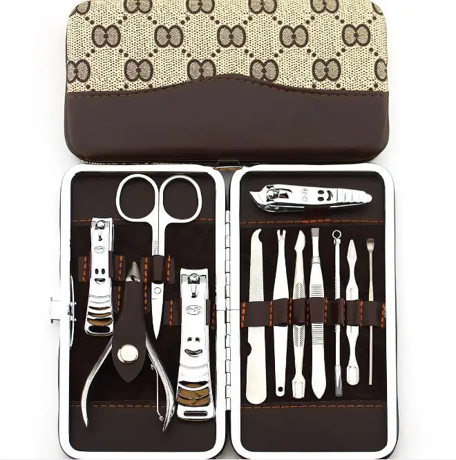 new color Zipper bag nail clippers set nail tools carbon steel 12pcs/set