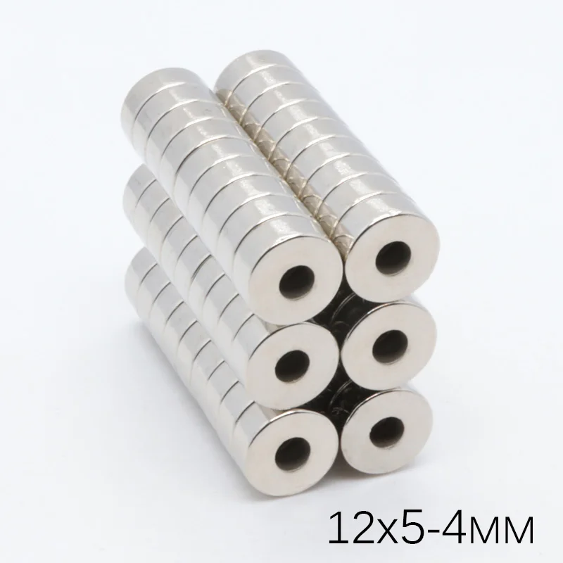 100 шт 12x5-4 мм Супер мощное крупное маленькое кольцо NdFeB ниодимовые Дисковые магниты диаметр 12 мм x 5 мм отверстие 4 мм N35 редкоземельные NdFeB