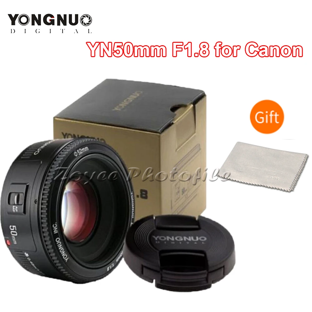 Объектив YONGNUO YN 50 мм F1.8 для камеры Nikon F Canon EOS объектив с автофокусом и большой