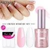 MIZHSE White And Pink Nail Gel Polish French Manicure Set With French Nail Tip Guide Soak Off 18ml Gel For Professional Nail Art 1
