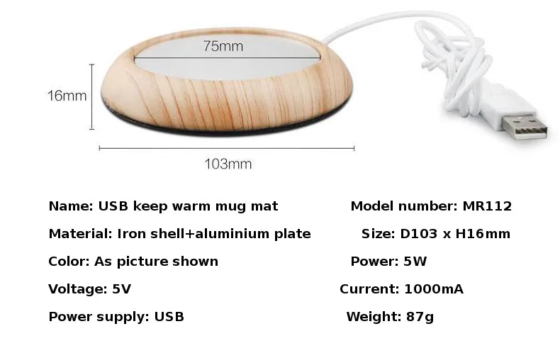 Mrosaa 5V usb-нагреватель, Дерево Зерно тепловой нагреватель для молоко чай кофе кружка горячие напитки стакан коврик, кухонные инструменты тепловой er Coast er