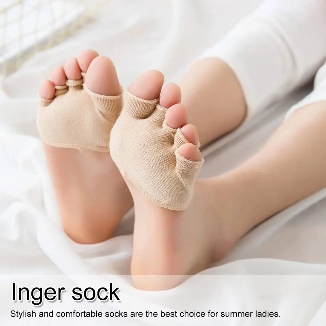 

Five Finger Sock High-heeled cotton invisible socks anti-friction anti-slip invisible dew five toe half foot pad socks