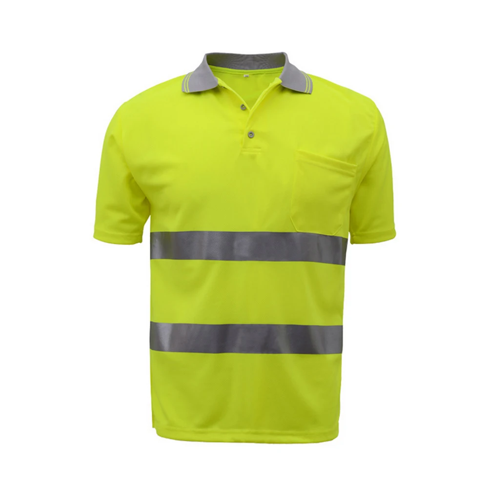 

SFVest Safety Reflective Shirt High Visible Short Sleeve Pocket T-Shirt Silver Reflective Tapes Men's Moisture Wicking Safety