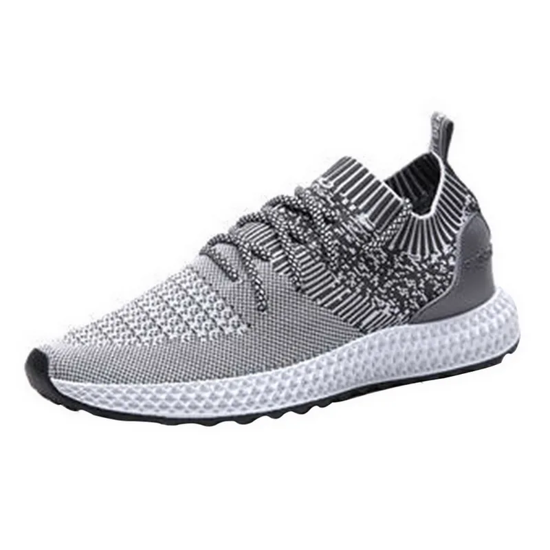 

New Sneakers Shoes Men Male Lace Up Single Shoes Breathable Light Mesh Shallow Flats Stretch Fabric Socks Casual
