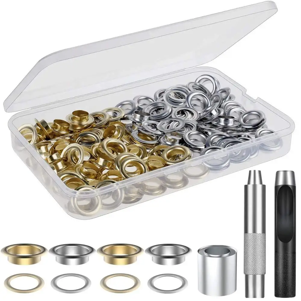 120 Set 1//2 Inch Grommet Tool Kit with 3 Pcs Installation Tools for Fabric Leather Clothing Sliver Canvas Curtain