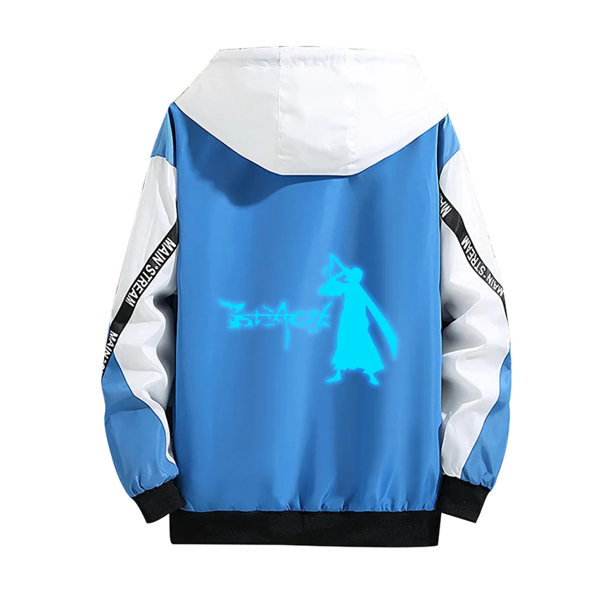 

BLEACH Cosplay Hoodie Kuchiki Rukia Luminous Print Zipper Red Blue Coat Splicing Student Sun Protection Tops Sport Thin Jacket