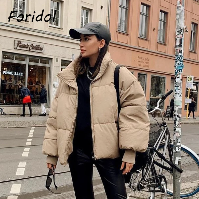 Foridol Khaki Thick Puffer Coat Autumn 