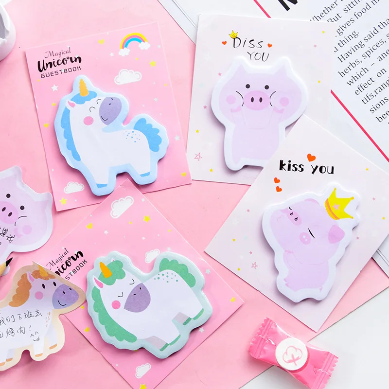1 шт. корейский Kawaii Радужный Единорог Липкие заметки креативный почтовый блокнот