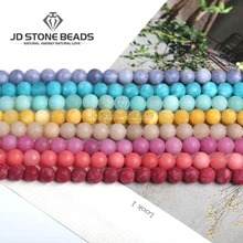 Нормальный Мороз халцедон все виды оттенков круглые свободные бусины мягкий-законченный драгоценный камень браслет для изготовления ювелирных изделий женщина стиль