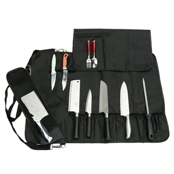 

Chef Cutlery Bag With 11 Slots Roll Bag Multi-function with Handle Shoulder Strap Mesh Holder Rolling chef cutlery bag RT99