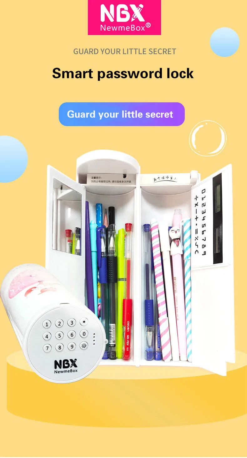 Caixa de Lápis Caixa com Espelho Calculadora para Meninos Multifuncional Grande Capacidade Lápis Cases Caneta Meninas Escola Papelaria Caixa 2 casos caneta caixa com espelho calculadora para