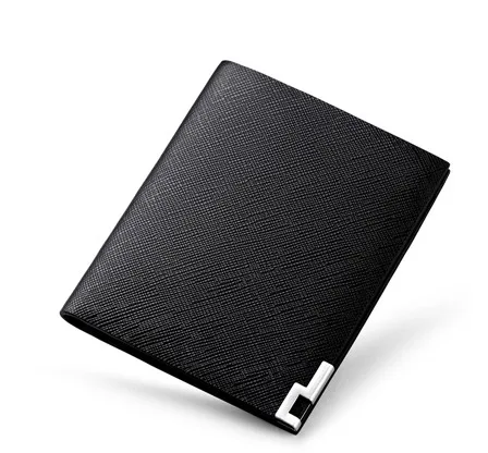 Cross Pattern Black Роскошный брендовый мужской мини-кошелек, мужской кожаный тонкий двойной кошелек, модный передний карман, держатель для карт, тонкий кошелек, кошелек для денег - Цвет: Cross Pattern Black