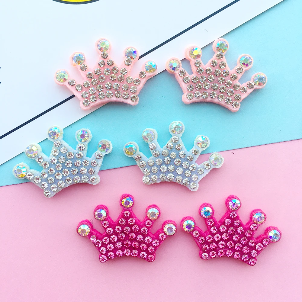 White Padded Multiple Shaped Crown Rhinestone Applique 30Pcs for DIY Clothes Crafts Decor Patches Headwear Hair Bow Accessories