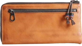 

Fashion Soft Mens Genuine Leather Wallet Card Holder Handmade Zipper Wallets Retro Durable Fresh Style Purse Carteira DF248