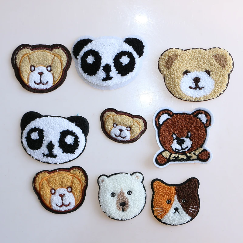 2 шт милый медведь, панда, полотенце для кошек и собак Вышитая икона Железная на заплатках DIY полосатая одежда Лоскутные наклейки на заказ значки