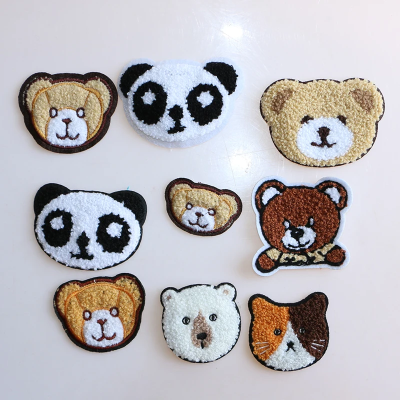 Симпатичный медведь панда Кот шениль икона полотенце вышитые утюгом на нашивках