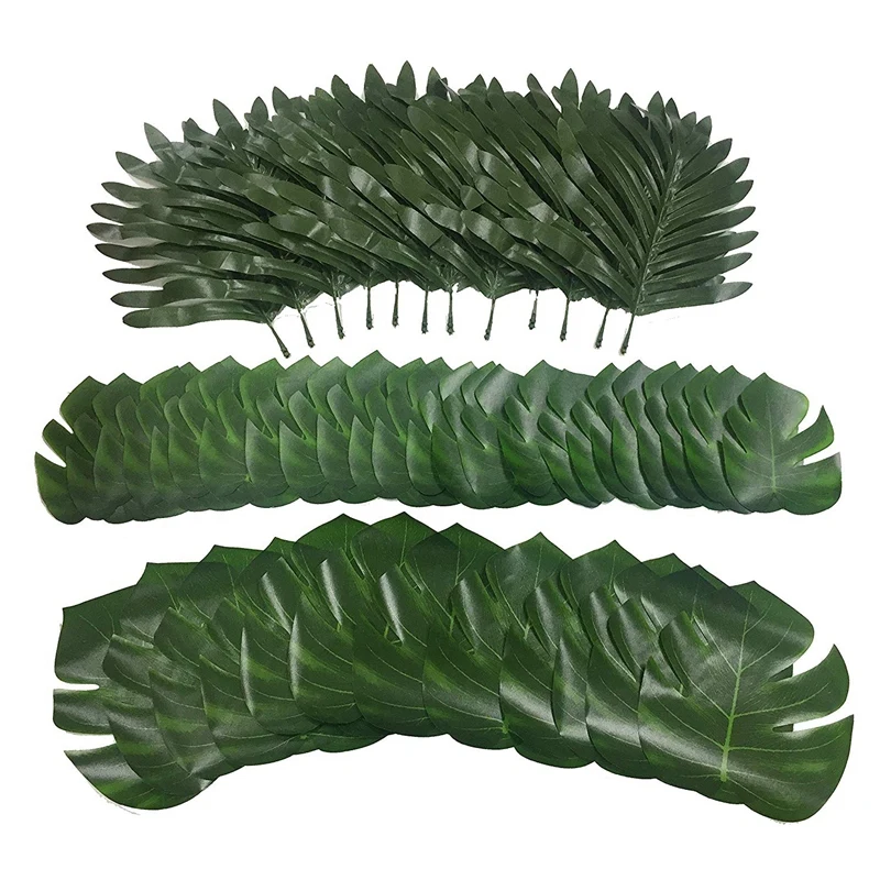 96 шт тропические листья вечерние искусственные украшения пальмовые монстеры и