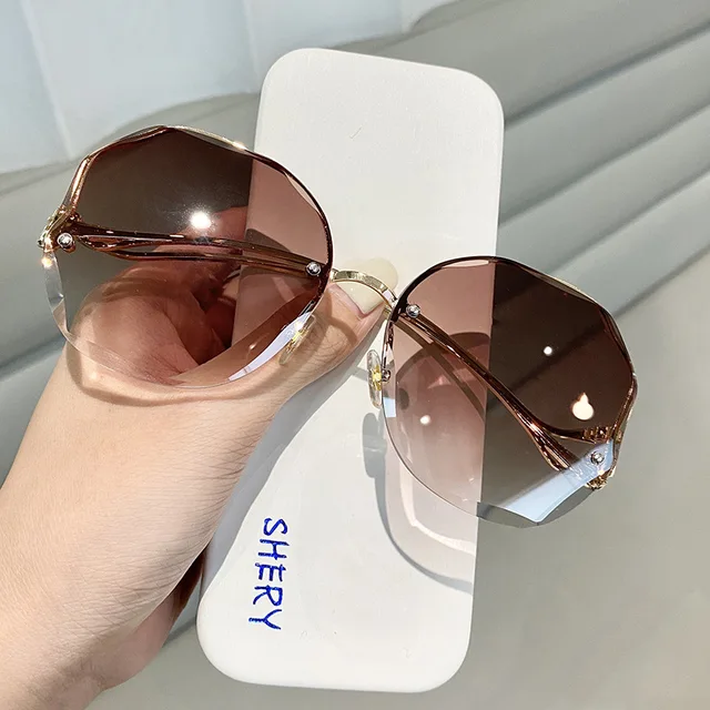 2022 Rimless Sunglasses Fashion Sunglasses Women Tide Vasos Decorativos Luxury Lunette De Soleil Femme Vintage Zonnebril Dames G03