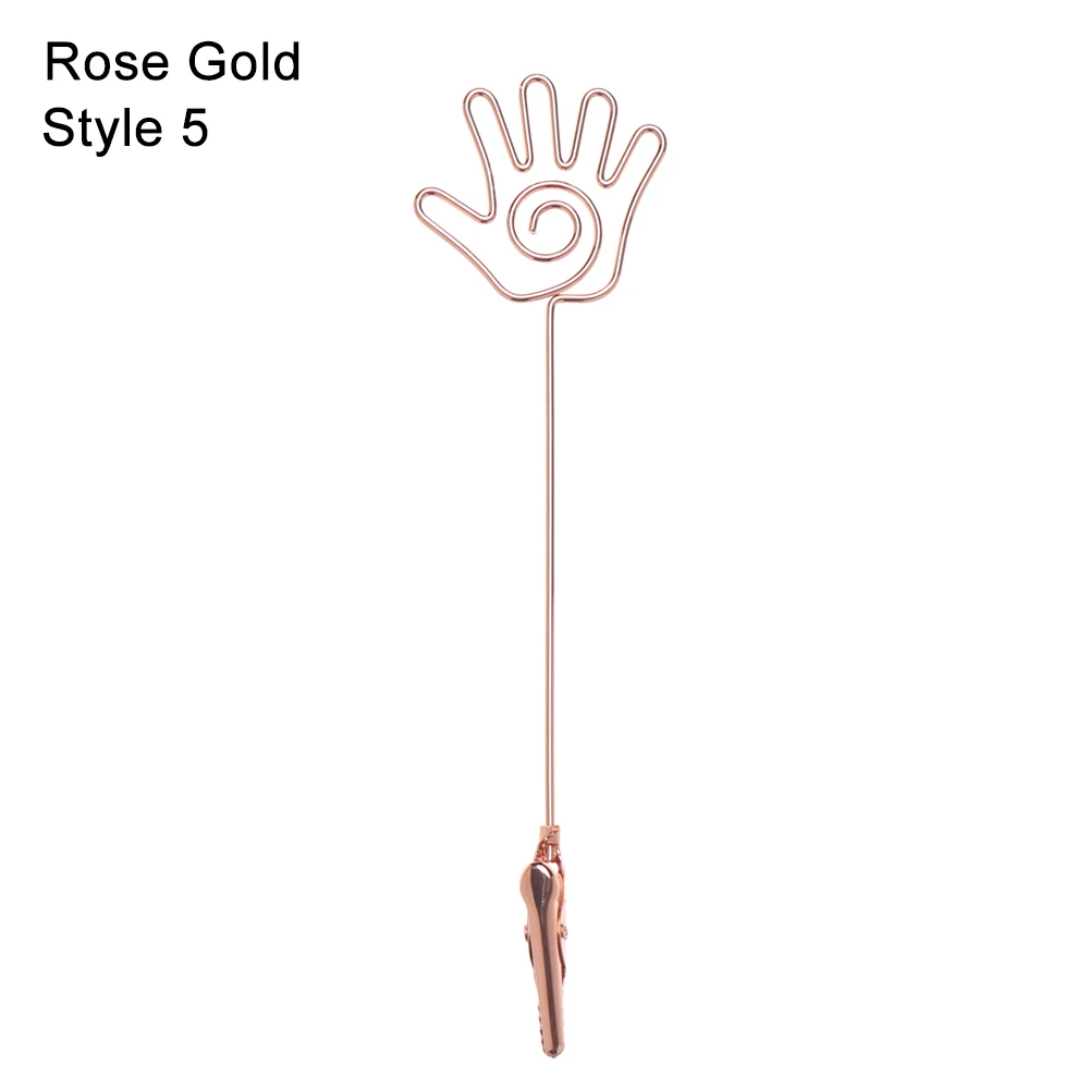 style5-Rose Gold Креативный металлический держатель для карт в форме сердца, зажим для фото, зажим для бумаги, подставка, зажим для свадебной вечеринки, настольные украшения - Цвет: style5-Rose Gold