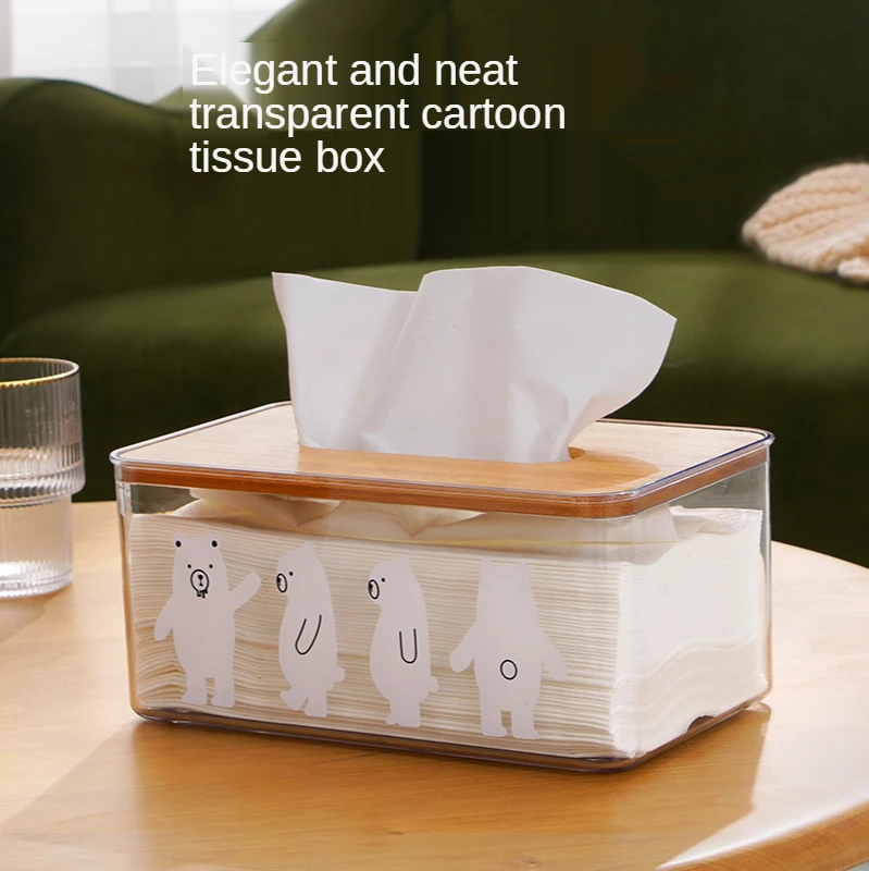 JSWORK коробка салфеток держатель туалетной Бумага акриловый бамбуковой крышкой