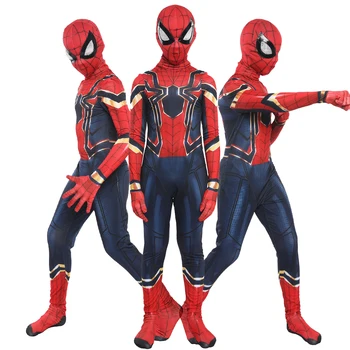 

Iron spider boy Infinity War Kids Bodysuit Boys Lycra Spandex Carnival Zantai Suit Halloween Cosplay Costume Performance Parties