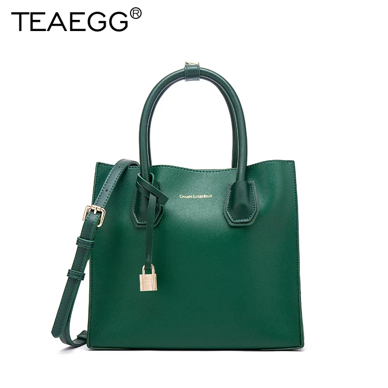 

TEAEGG 2019 Women Designer Lock Tote Solid Bat Handbag Bag Female Brand Ladies Crossbody Messenger Bag