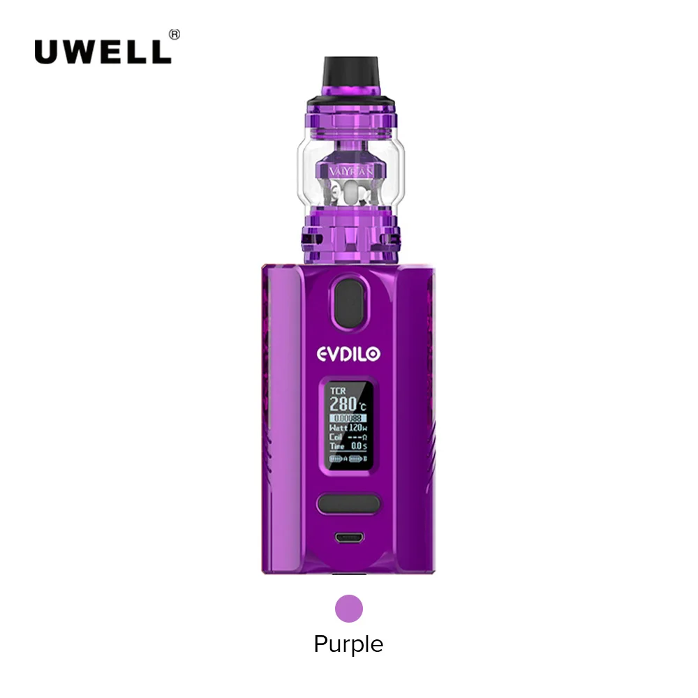 Uwell Evdilo Комплект 200W EVDILO мод 6 мл VALYRIAN Ⅱ бак Поддержка 18650/20700/21700 Батарея электронная сигарета Stareter комплект VS - Цвет: Purple