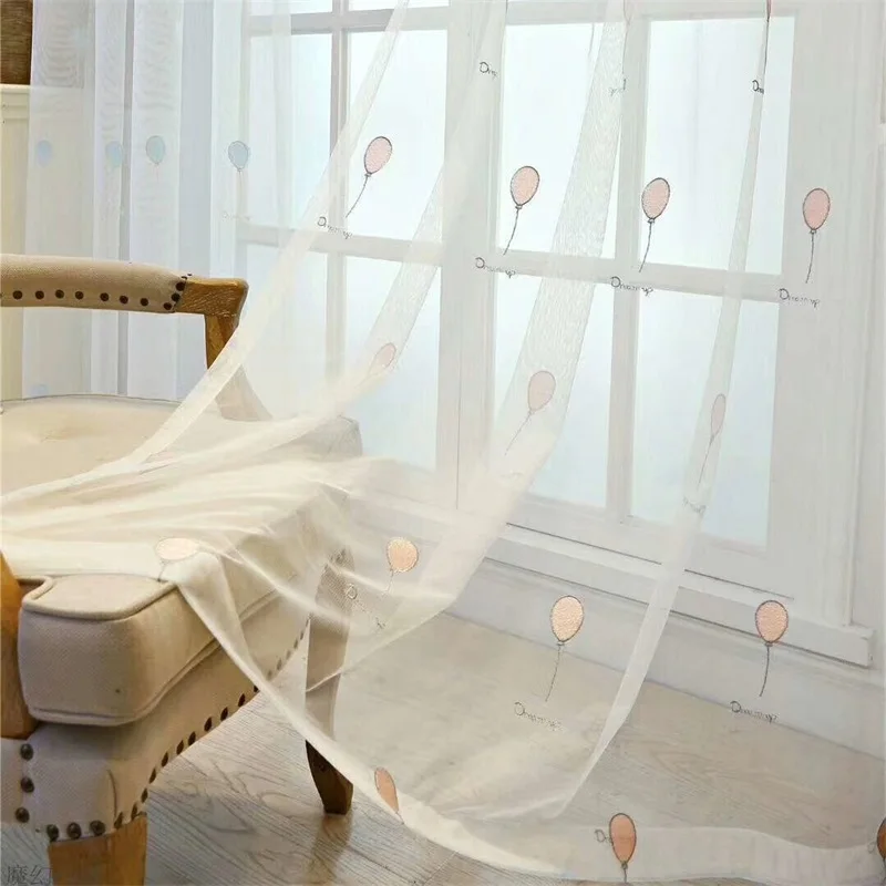

Finished Balloon Embroidery Curtain Tulle For Living Room Bedroom Children's Room Window Screening kitchen Sheer Curtain T252#4