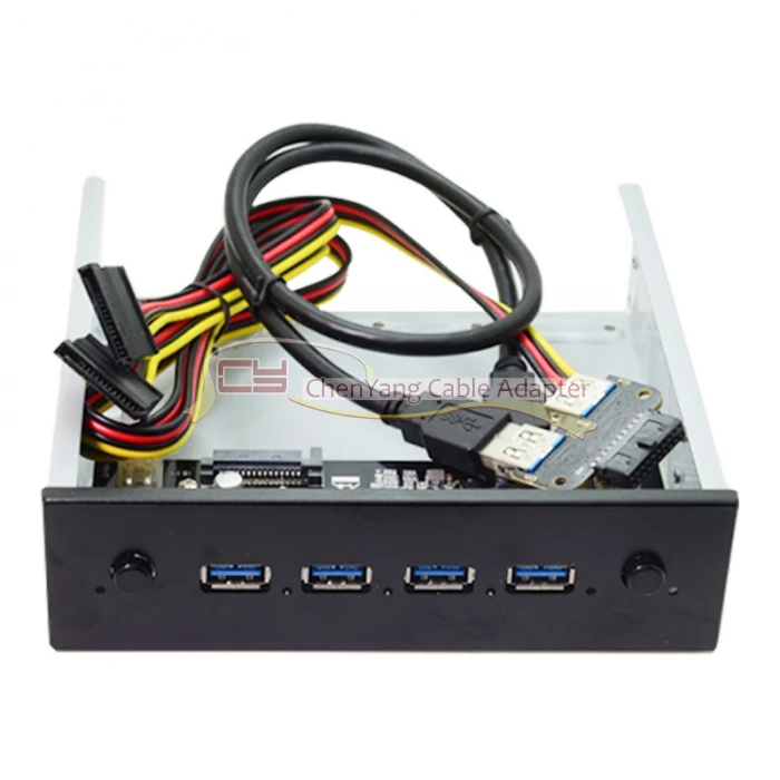 USB 3,0 концентратор 4 порта и два переключателя Передняя панель к 20Pin кабель для 5,2" cd-rom Bay