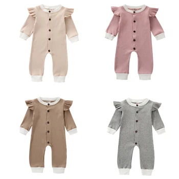

2020 Baby Autumn Winter Clothing Newborn Baby Girl Cotton Romper Knitted Ribbed Jumpsuit Solid Clothes Warm Outfit Playsuit