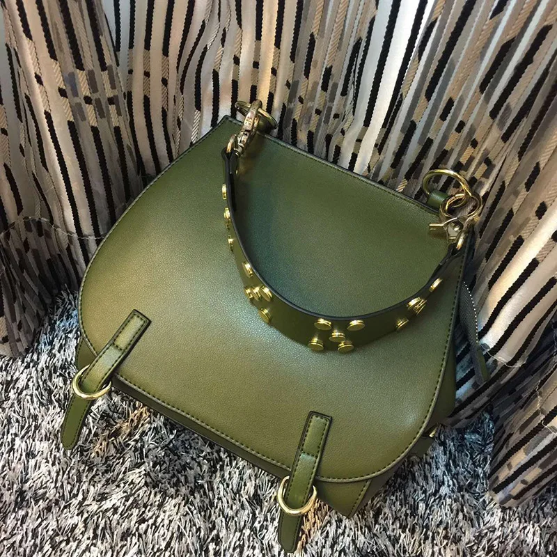 

2019 Autumn And Winter Zhao Wei Celebrity Style Bag Europe And America Style Cowhide Versatile Rivet Genuine Leather Wide-Strap