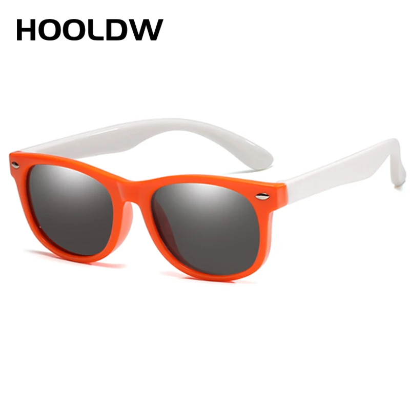 orange white HOOLDW 26 цветов, детские солнцезащитные очки для мальчиков и девочек, детские поляризованные солнцезащитные очки, силиконовые защитные очки UV400, детские солнцезащитные очки - Цвет линз: orange white