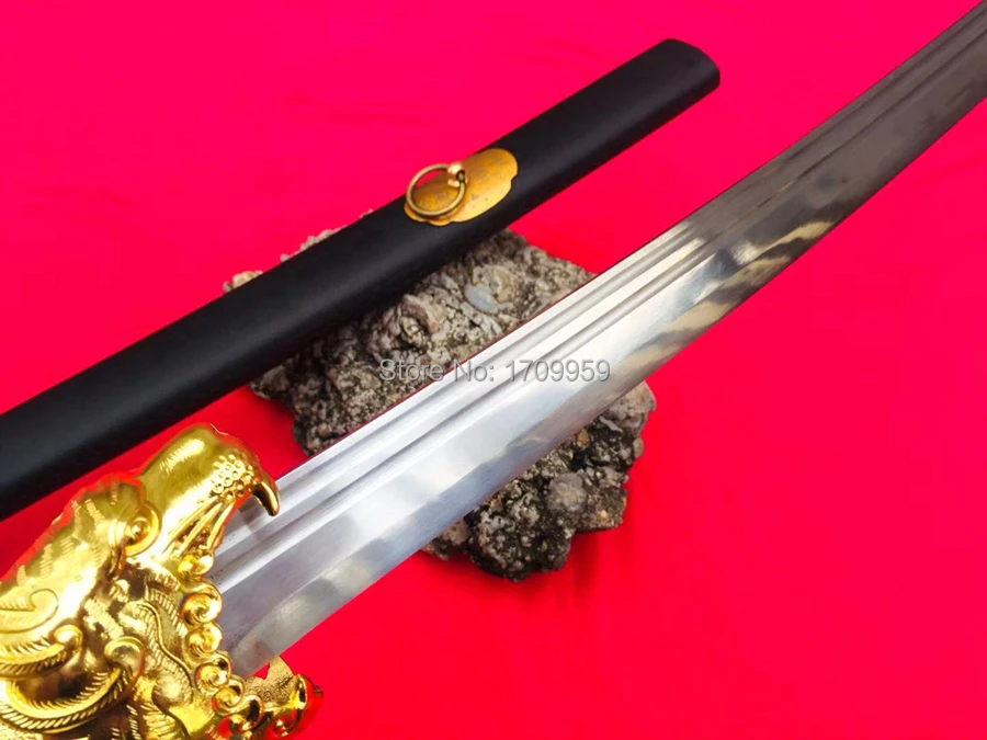Chinese KungFu Tiger Head Broadsword Sword WuShu Da Dao Strong High Manganese Steel Sharp Outdoors Fighting Knife Saber
