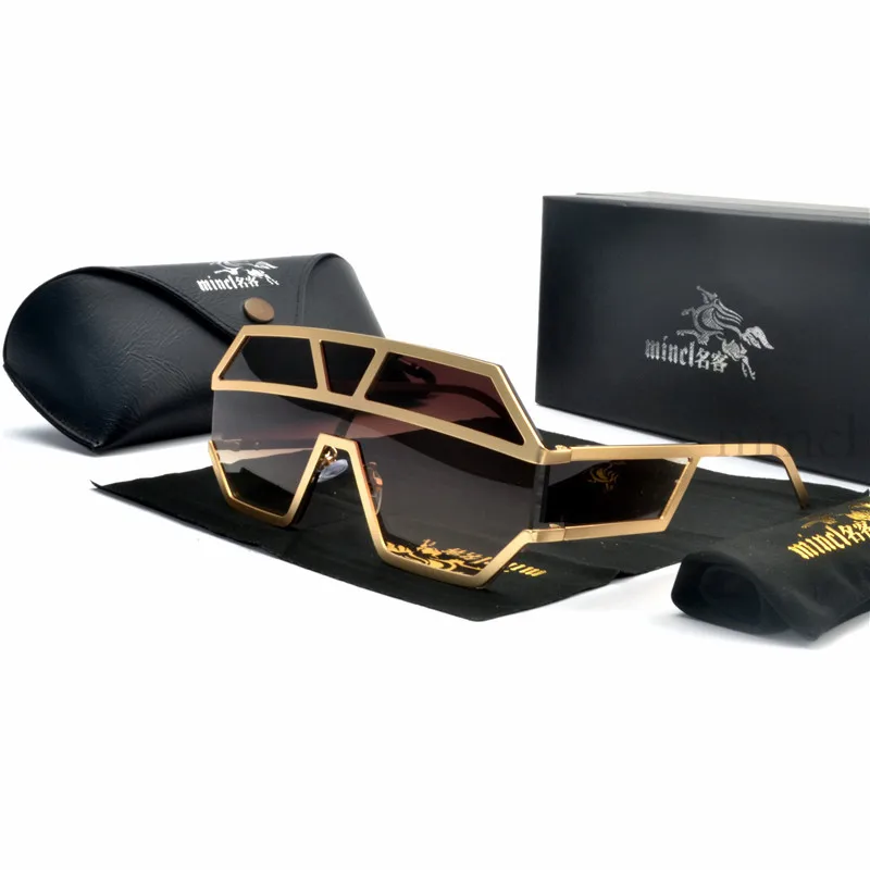 

MINCL 2019 Women Rimless Sunglasses Oversize Men Gradient Sun Glasses Brand Designer Gothic Sunglasses UV400 with Box NX
