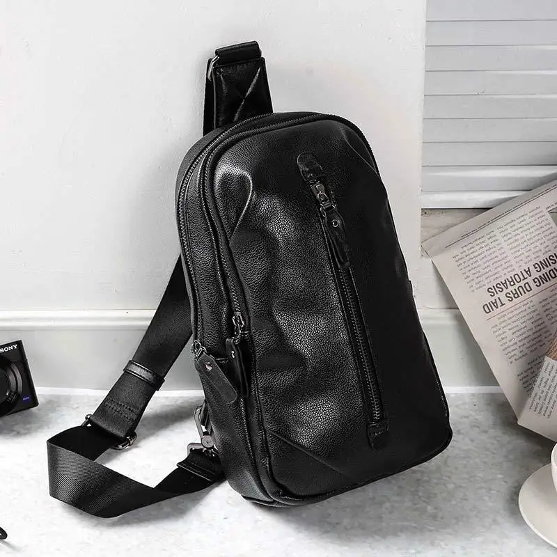 

Tmall quality PU leather chest bag simple atmosphere riding bags for men and women fashion slung bags