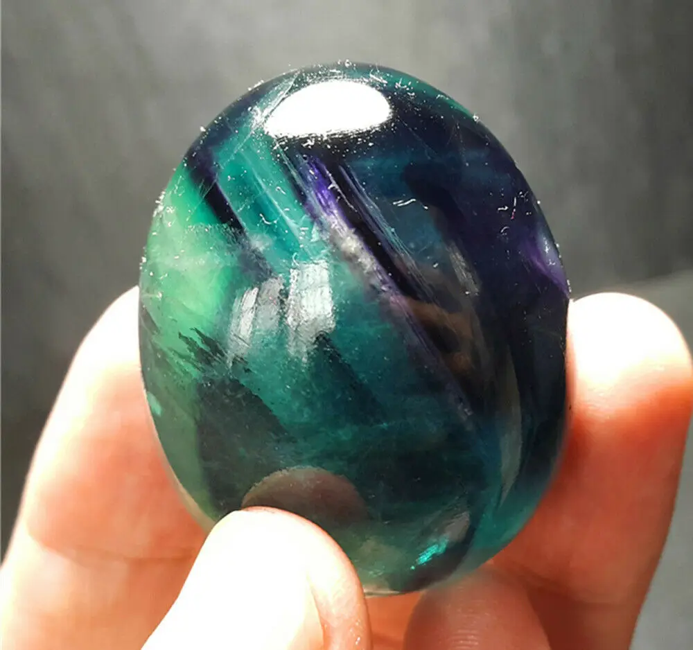 Rare Natural Fluorite Egg Quartz Crystal Point Healing 80g 2