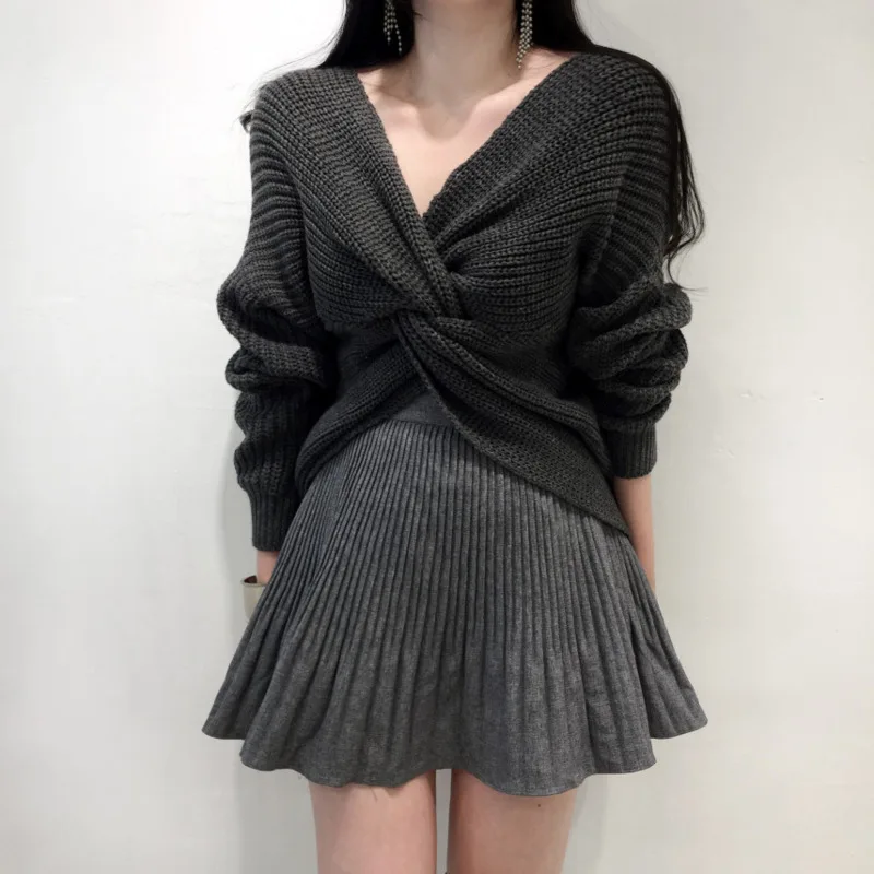 [EWQ] пуловер Вязанное пальто женский шерстяной трикотаж игривый крест