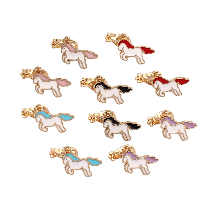 5pairs unicorn Бренд Grace Jun 5 пар/компл. в Корейском стиле серьги-клипсы не пирсинг для Для женщин модные роскошные студент вечерние нужно не проколотых ушей серьги - Окраска металла: 5pairs unicorn