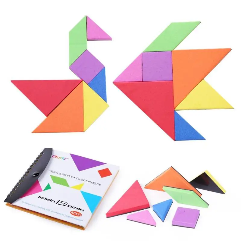 150 шт. Магнитные пазлы Tangram детские игрушки Challenge Your IQ Magic Book Set