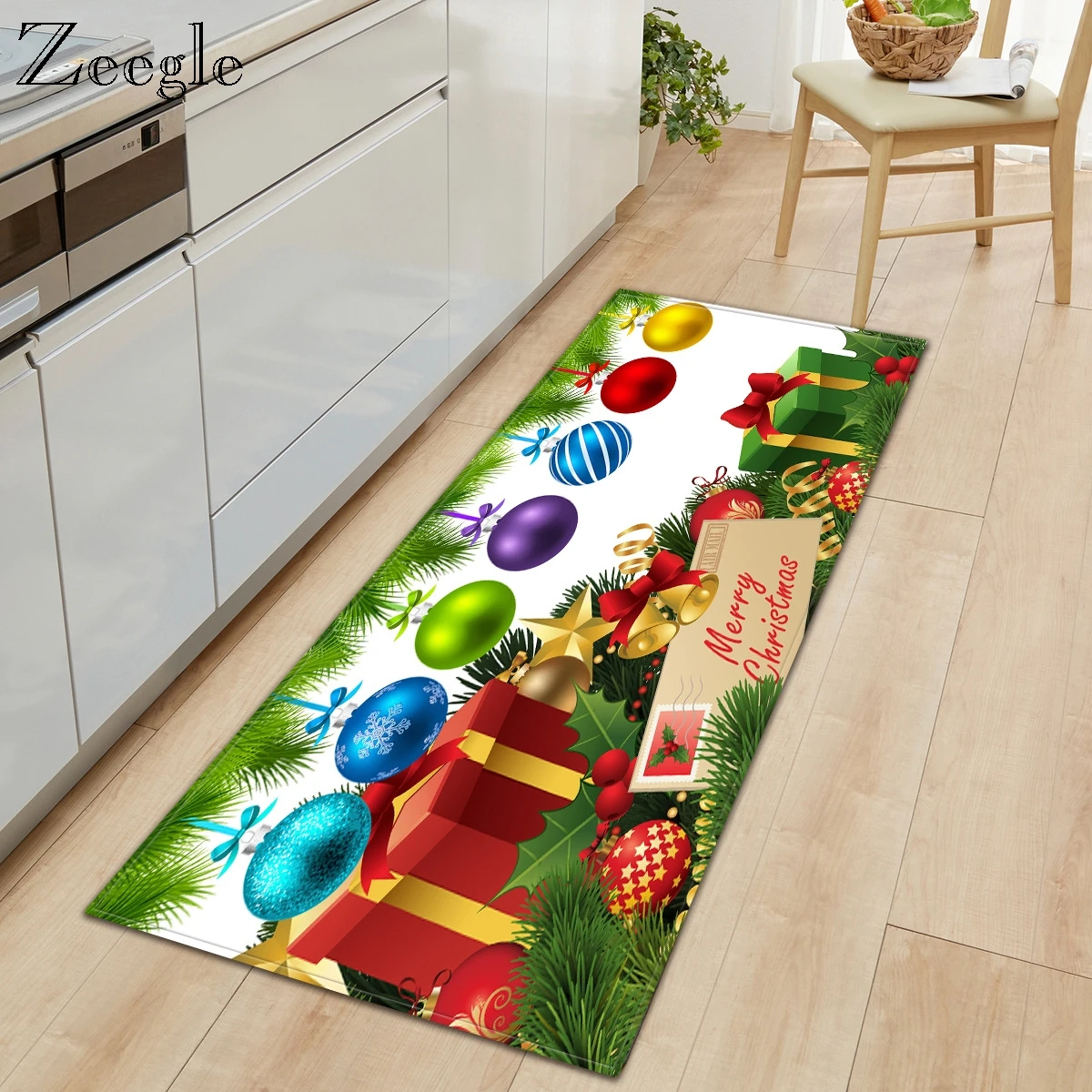 Zeegle Christmas Carpet Anti Slip Living Room Floor Rug Absorbent Hallway Carpet Bedside Carpet Mat Flannel Soft Kids Room Rug