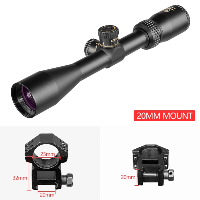 Fire Wolf 3-9X40 Riflescope тактический оптический прицел для винтовки Mil Dot Sight с подсветкой Retical Sight для охотничьего сезона - Цвет: 20mm