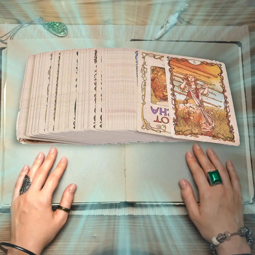 78 Pcs Tarot Deck Mucha Tarot Cards Deck Game For Family Party Board Games Playing Card Entertainment Gift