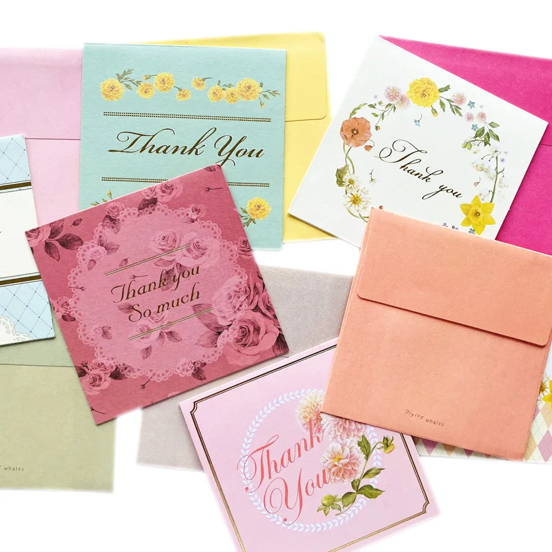 

6 цветов, Набор открыток с благодарностью, открытка «сделай сам», поздравительная открытка с конвертом, Подарочная коробка, декоративное письмо, высокое качество