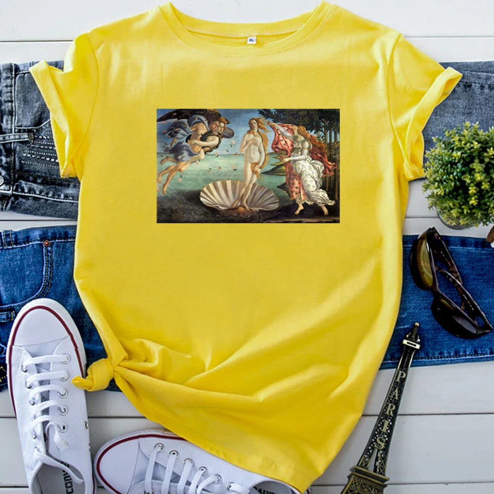 Personality T Shirts Oil Painting Printing Women Tshirts Fashion Harajuku T-Shirt For Women'S Solid Color Vintage Tee Shirts