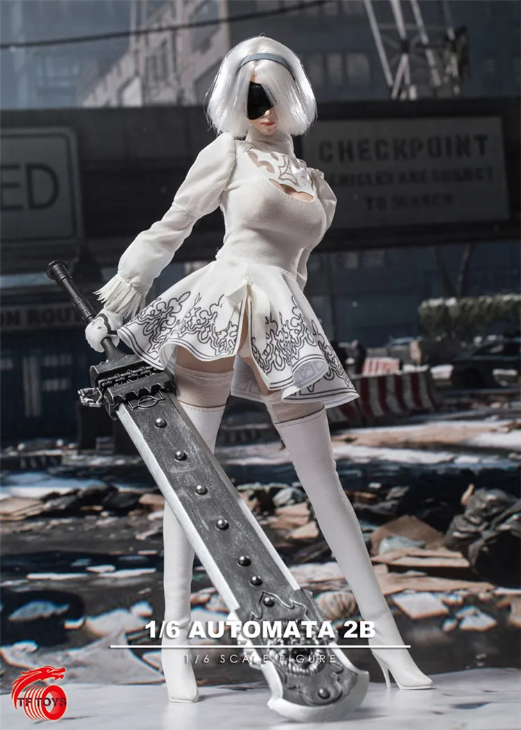 1/6 Масштаб Сексуальная женская фигура аксессуар NieR: Automata 2B Йорга женская голова белый костюм косплей модель для 1" бледные действия