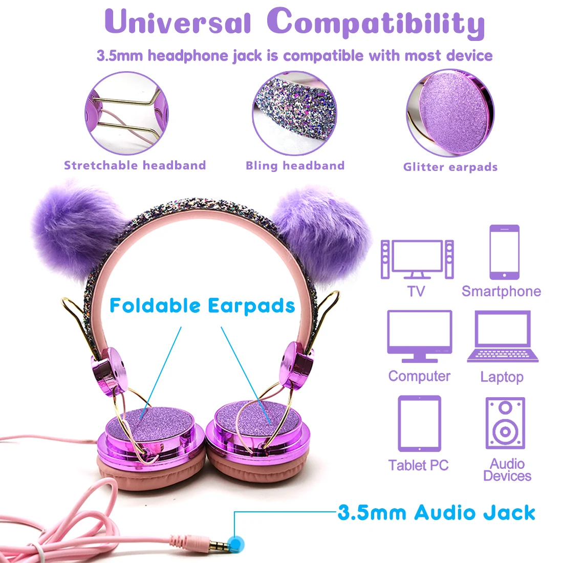 Cute Kids Wired Headphone With Microphone Girls 3 5mm Music Stereo Earphone Computer Mobile Phone Gamer Headset Kids Gift