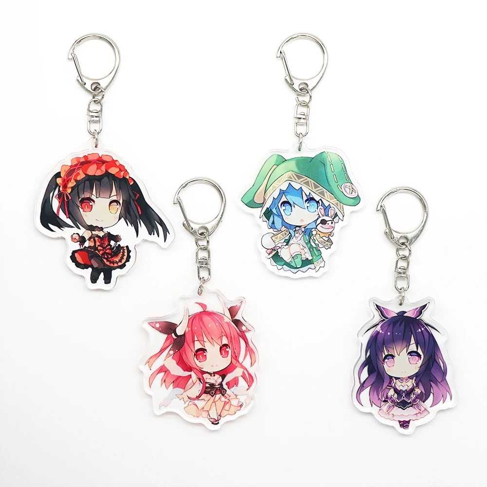 DATE A LIVE Anime Keychain Tokisaki Kurumi Yatogami Tohka Kotori Itsuka Yoshino Acrylic Keychain