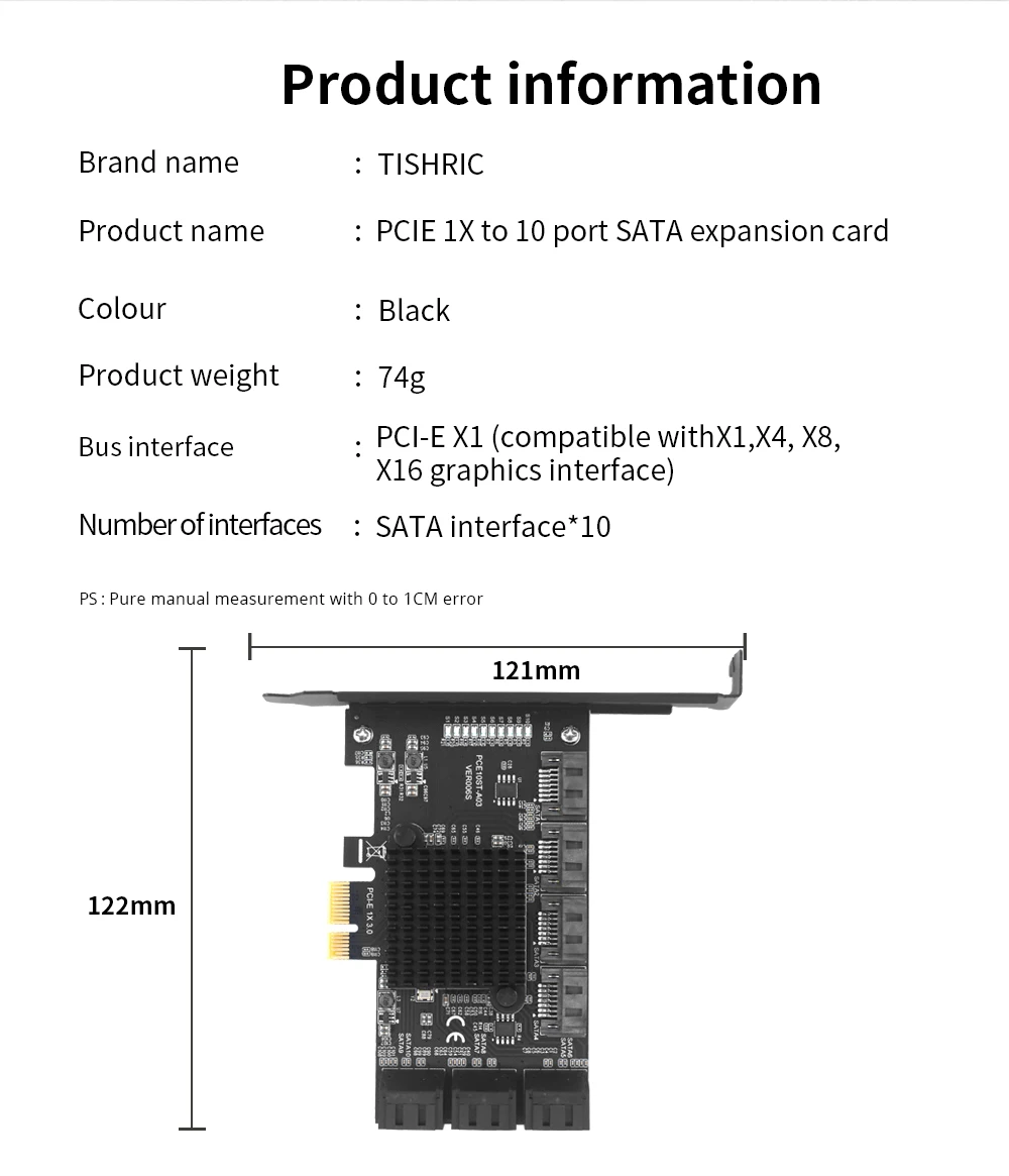 TISHRIC PCI-E SATA Controller Expansion Card - 6/8/10 Ports, ASM1166, PCI SATA3.0 Adapter Description Image.This Product Can Be Found With The Tag Names Adapter, Asm1166 6 ports, Asm1166 sata controller, Expansion card, Pci sata ide controller card